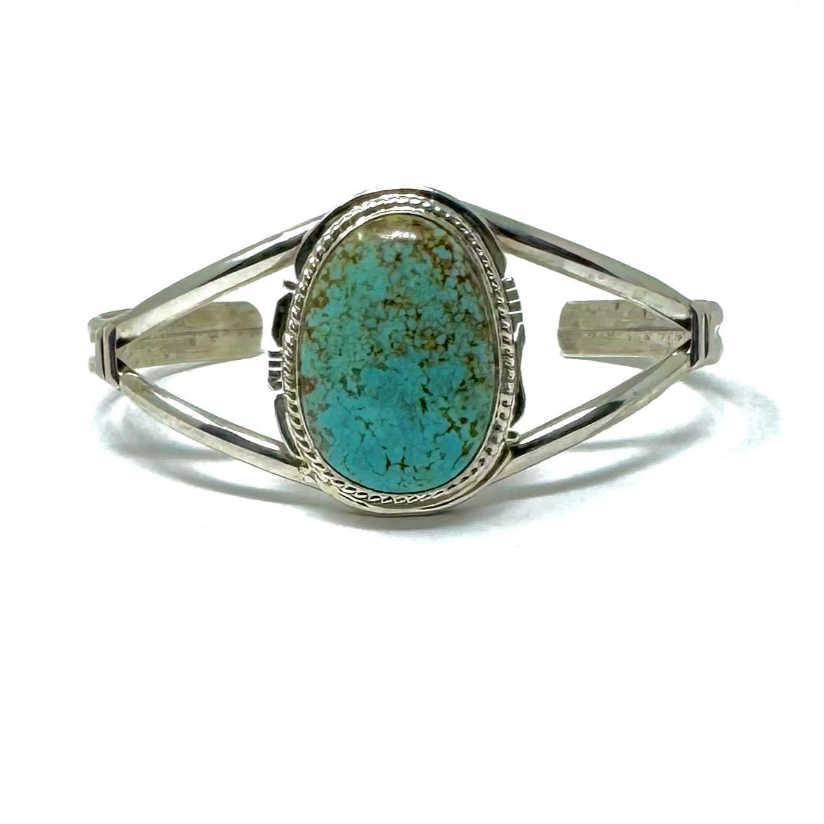 SN TURQUOISE OVAL ROPE OPEN CUFF