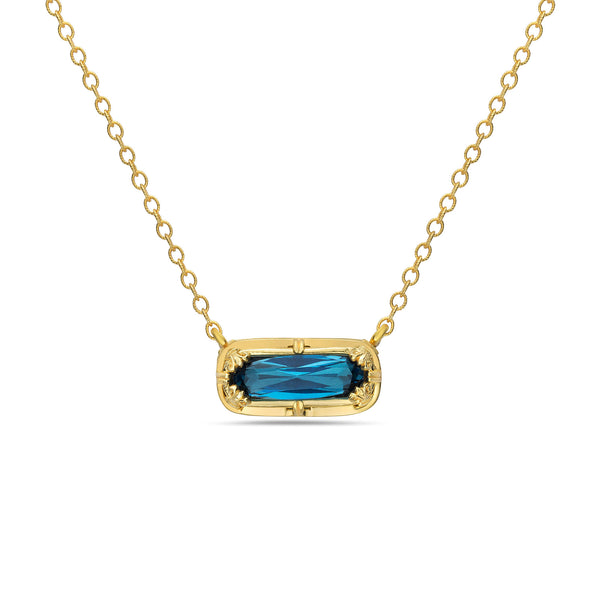 AT 804AG-LB GOLD BAR LONDON BLUE TOPAZ NECKLACE