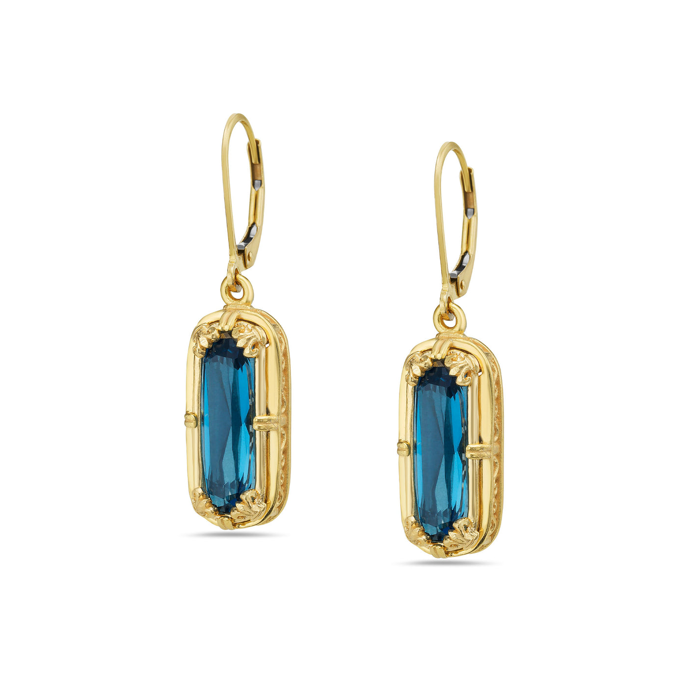 AT 804CG-LB GOLD BAR LONDON BLUE TOPAZ EARRINGS