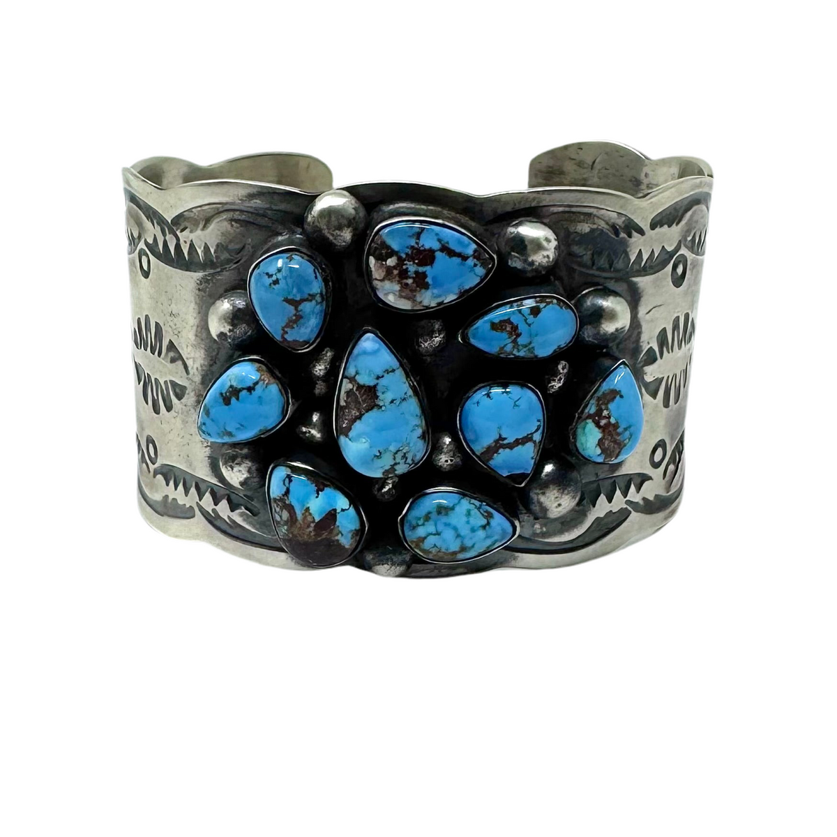 CB TURQUOISE TEAR DROPS CHIMNEY BUTTE WIDE CUFF – Blanca Flor