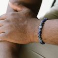 SB SBB007 30E-45U-M SODALITE & STAINLESS STEEL BEAD BRACELET