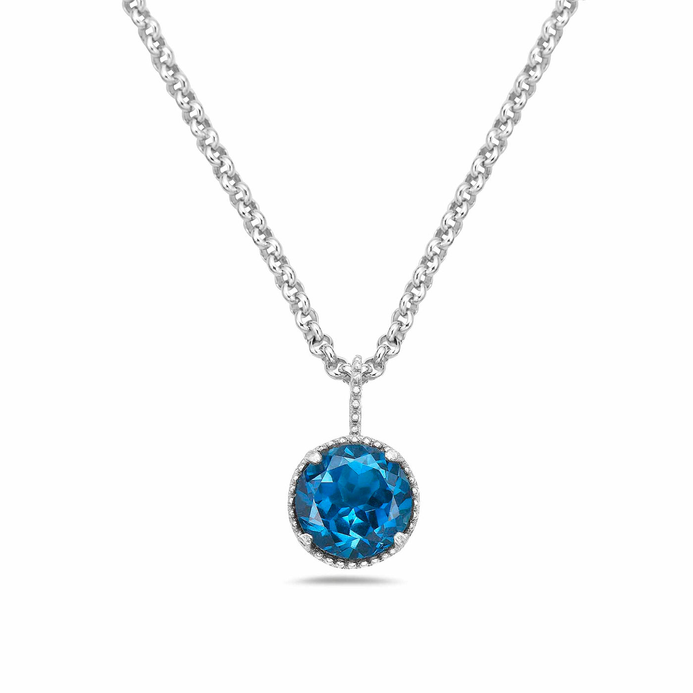 AT 902A-LB SM SILVER LONDON BLUE TOPAZ NECKLACE