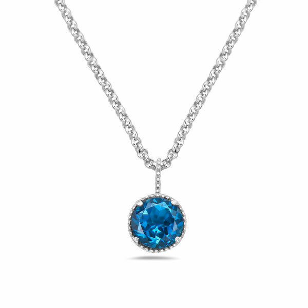 AT 902A-LB SM SILVER LONDON BLUE TOPAZ NECKLACE
