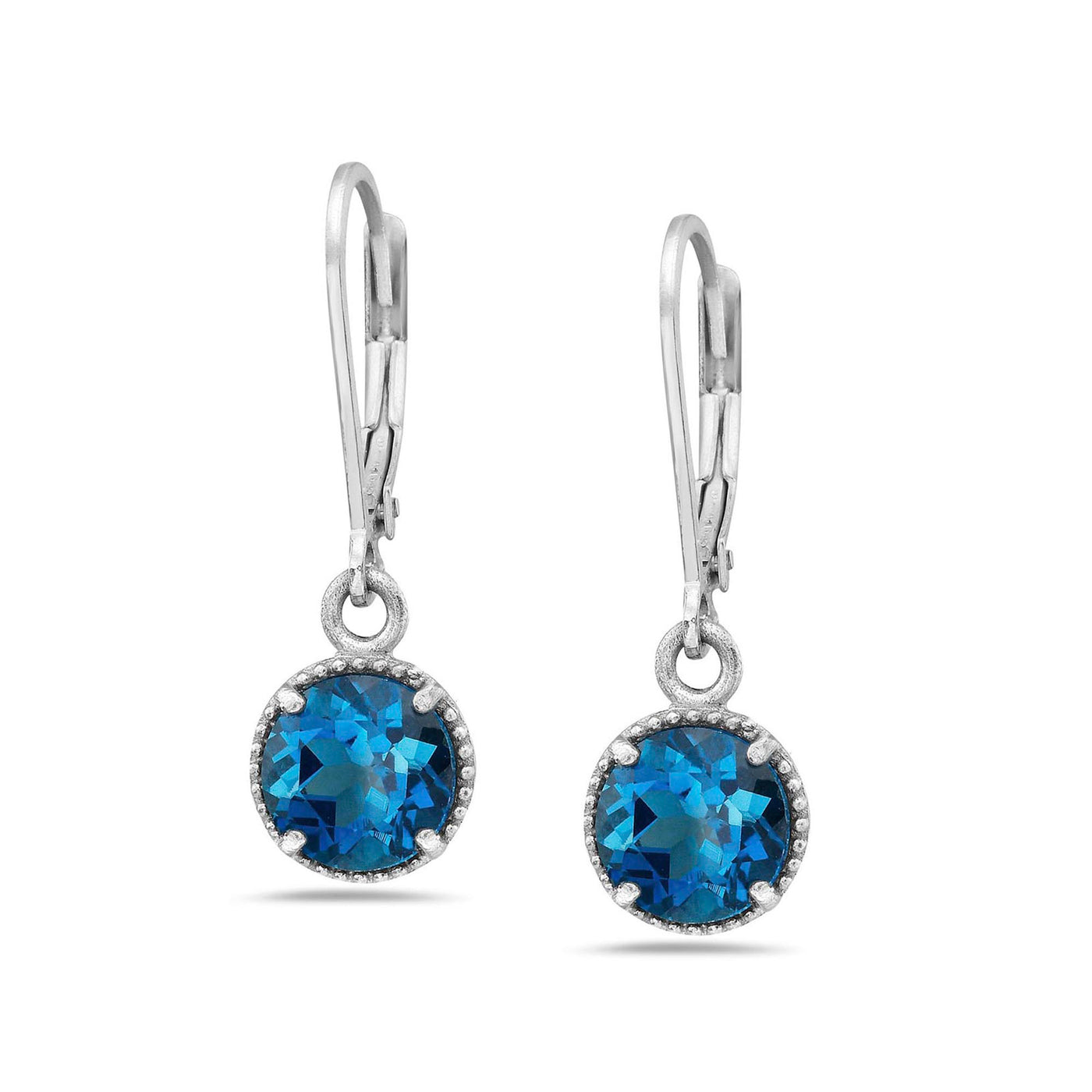 AT 902C-LB SMALL SILVER LONDON BLUE TOPAZ EARRINGS