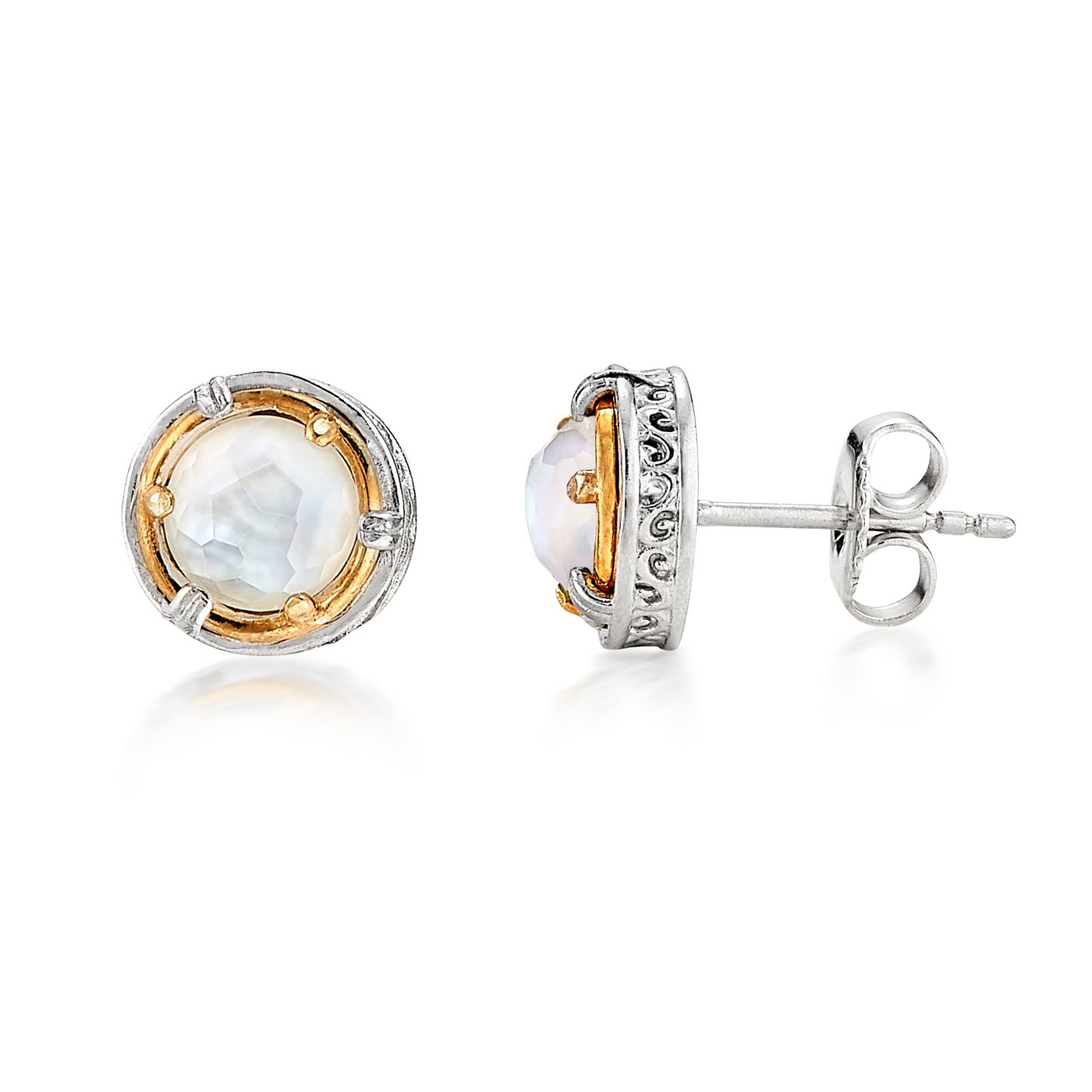 AT 802CTP MOTHER OF PEARL POST EARRINGS