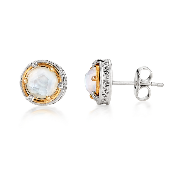 AT 802CTP MOTHER OF PEARL POST EARRINGS