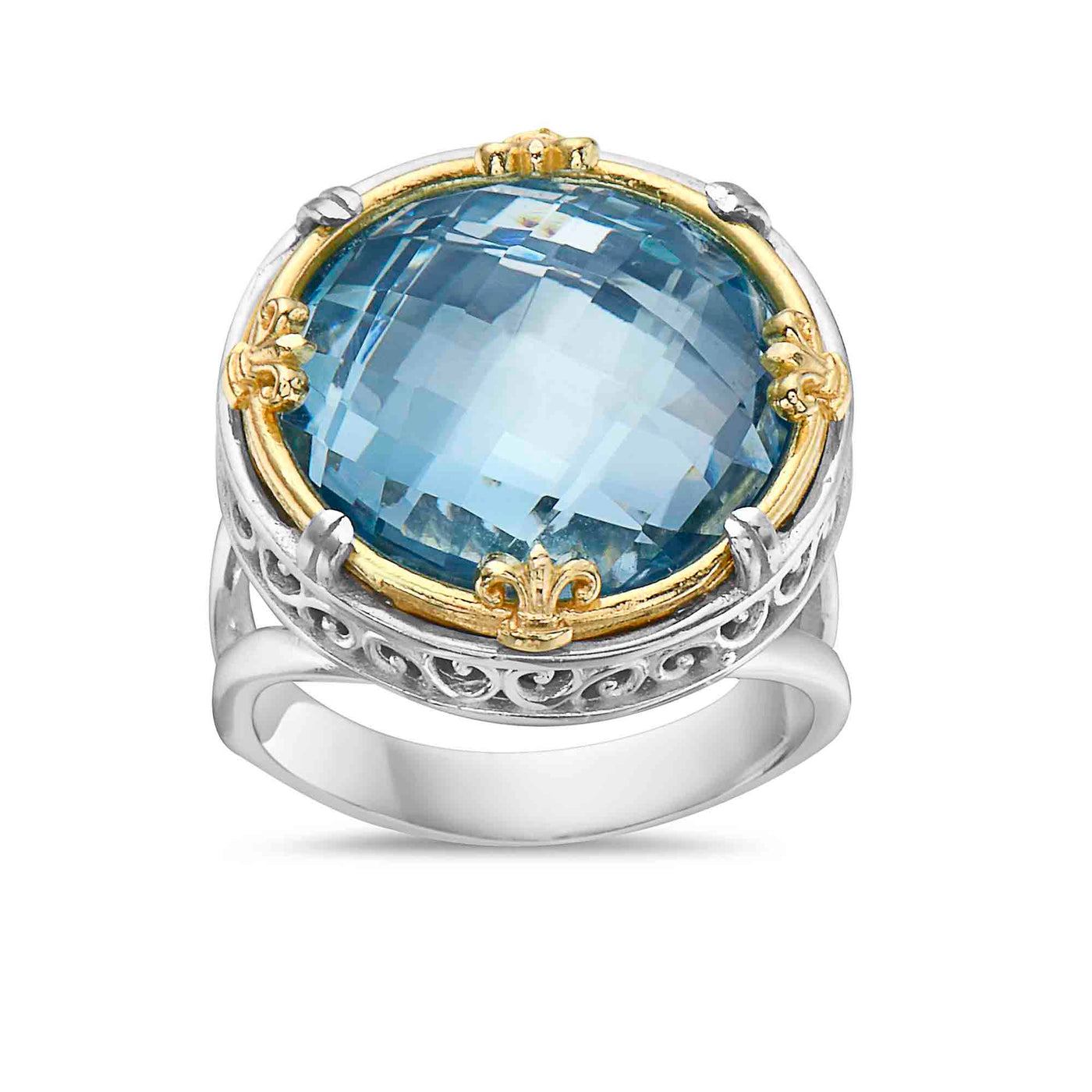 AT 816RT8-B LG BLUE TOPAZ & 18K VERMEIL RING