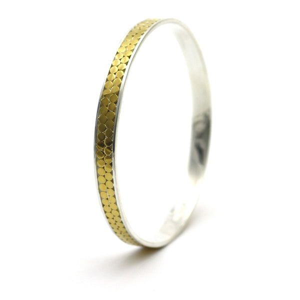 ID B319G 18K GOLD DOTTED BANGLE BRACELET