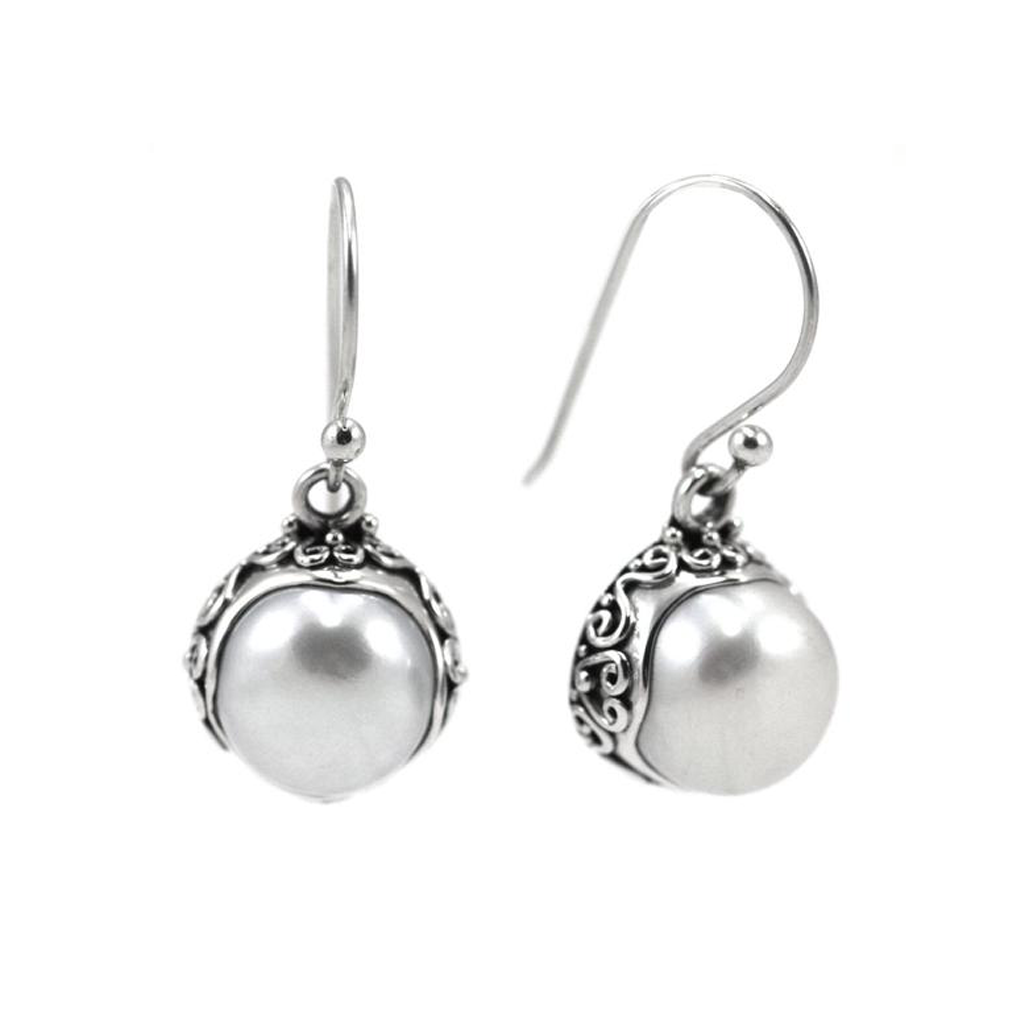 ID E793PL PEARL FILIGREE EARRINGS