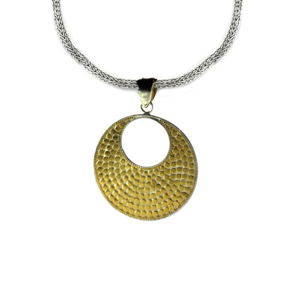 ID P234G GOLD BALI DOTTED ROUND PENDANT