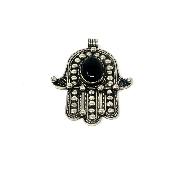 KU BERBER ONYX HAMSA BEAD PENDANT