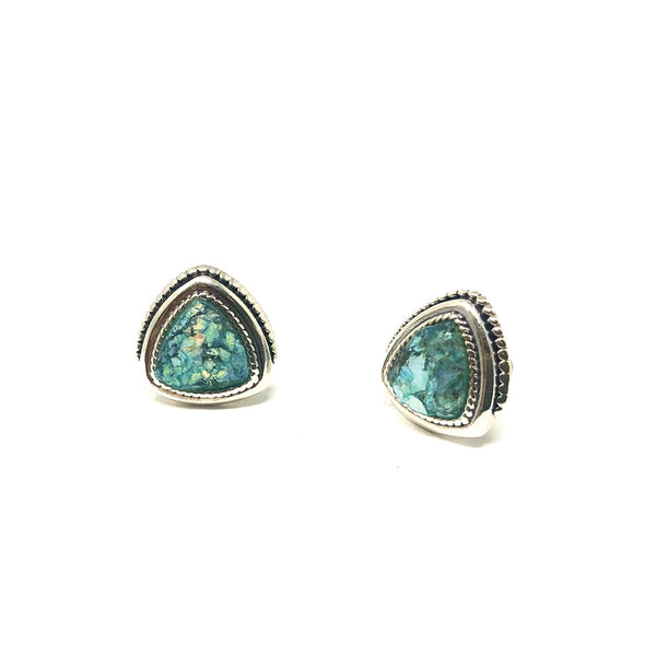 DSB ROMAN GLASS TRIANGLE POST EARRINGS