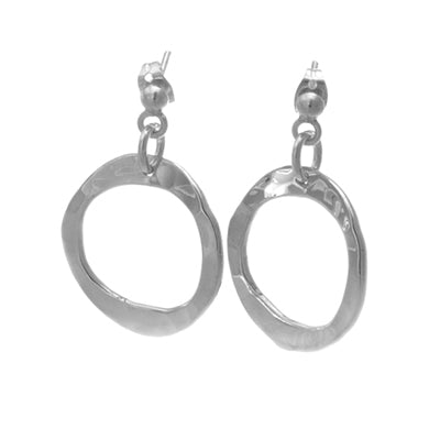 MM M1-12 8 HAMMERED CIRCLE DROP POST EARRINGS