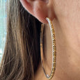 ID E300MG 18K BEADED HOOP EARRING