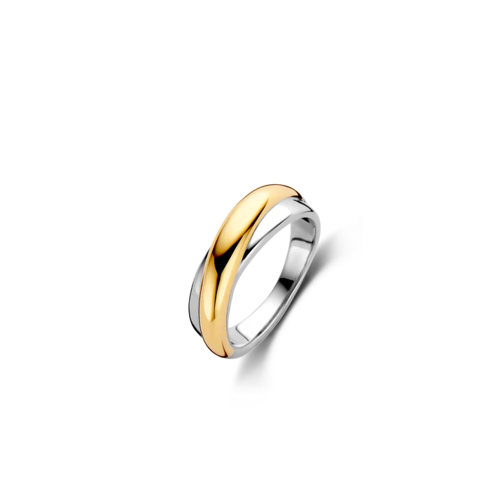 TI SENTO 12281SY/54 TWO TONE CROSS OVER RING