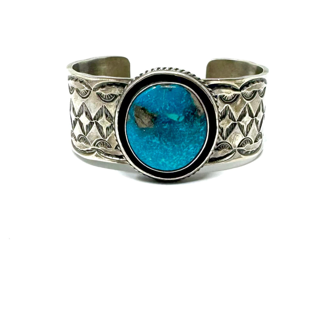 CB #14 CHIMNEY BUTTE PERSIAN TURQUOISE ETCHING CIRCLE CUFF
