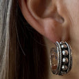 MM M1-591 16 BEADED ROPE HOOP POST EARRINGS