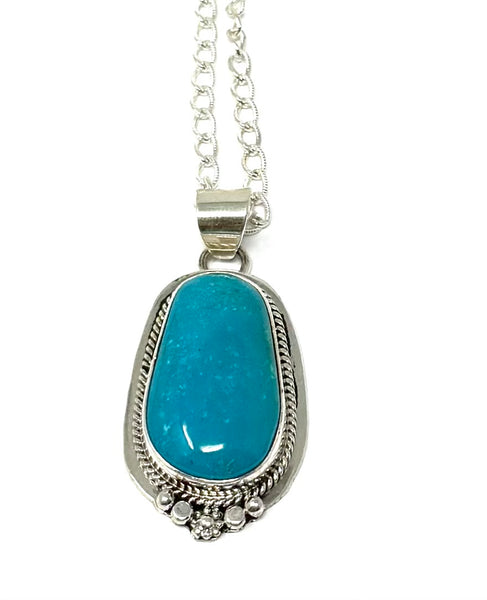 SN LG TURQUOISE NAVAJO ROPE TEARDROP NK