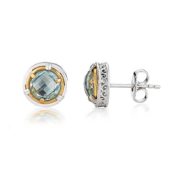 AT 802CTP-B TWO TONE BLUE TOPAZ MINI POST EARRINGS