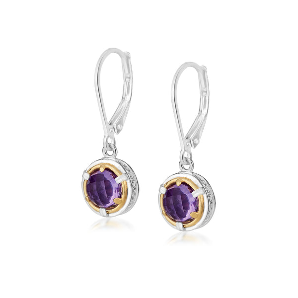 AT 802CT-A 2T 18K AMETHYST DROP EARRINGS