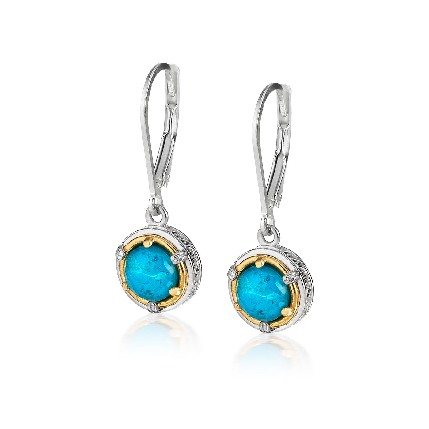 AT 802CT-CHR CHRYSACOLLA TWO TONE EARRINGS