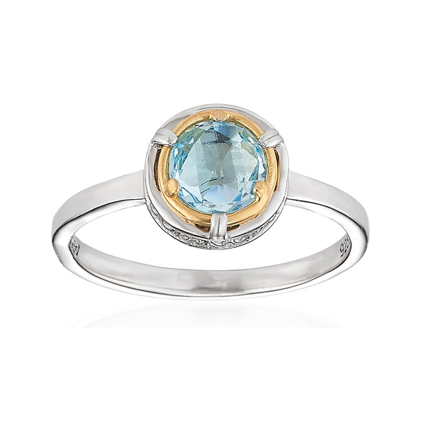 AT 802RT-B 2T 18K TWO TONE BLUE TOPAZ RING