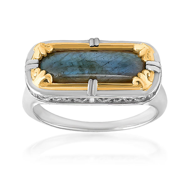 AT 8044RT-L LABRADORITE TWO TONE BAR RING