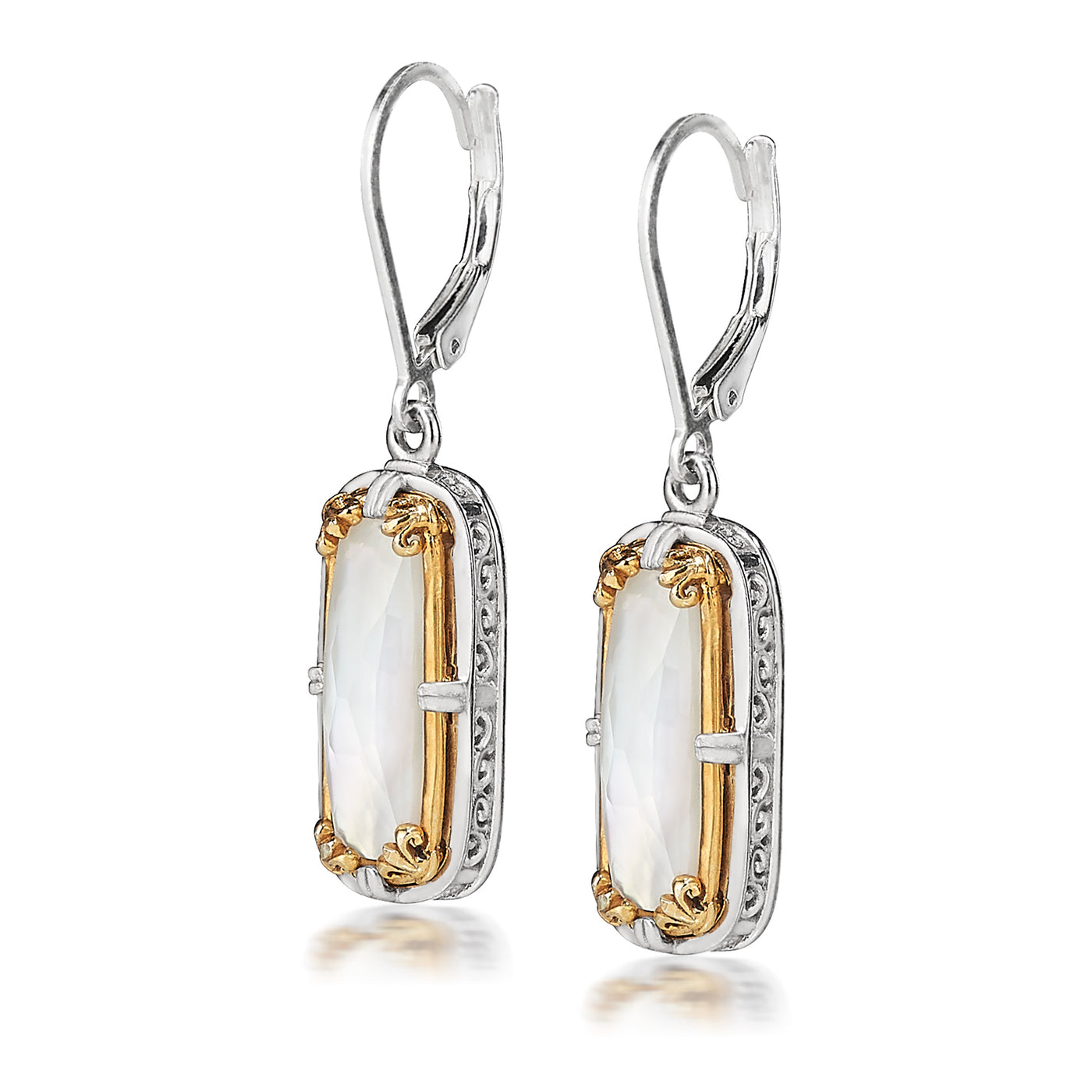 AT 804CT-MOP TWO TONE MOTHER OF PEAR EARRINGS