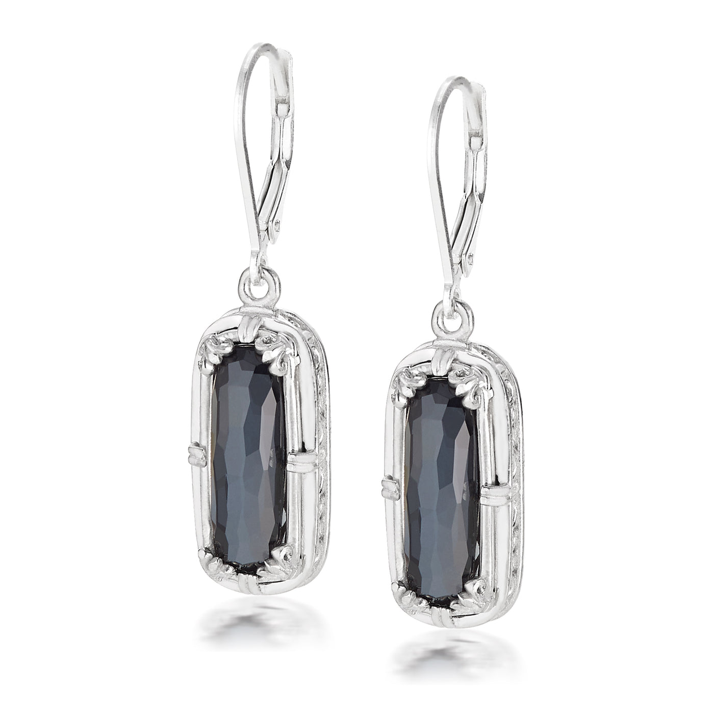 AT 804C-H HEMATITE RECTANGLE EARRINGS