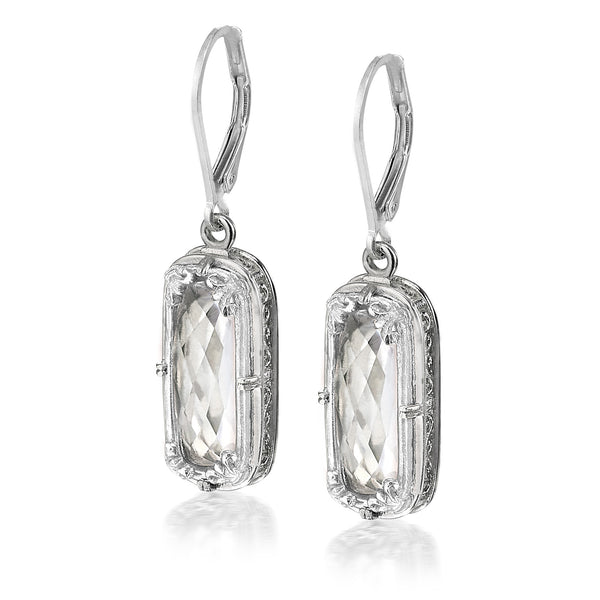 AT 804C-RC ROCK CRYSTAL RECTANGLE EARRINGS