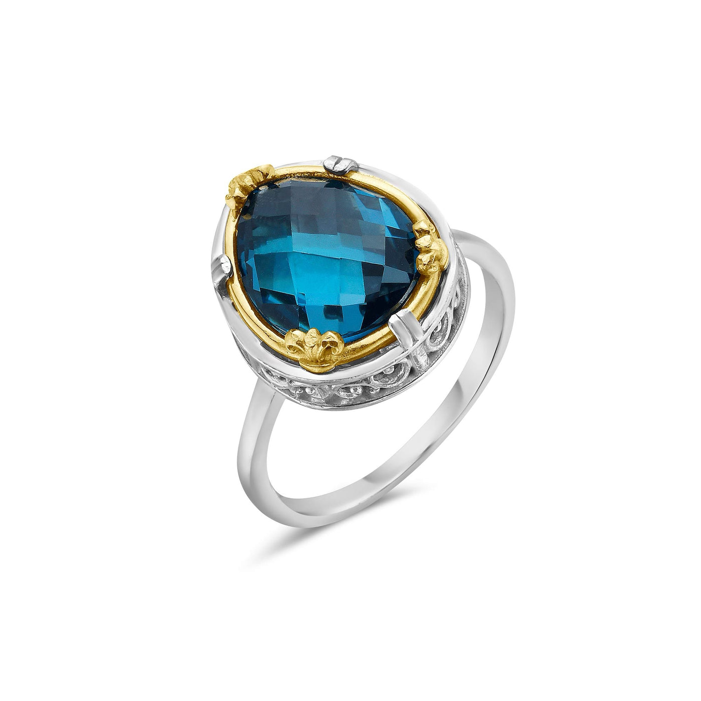 AT 806RT-LB TWO TONE LONDON BLUE TOPAZ PEAR RING