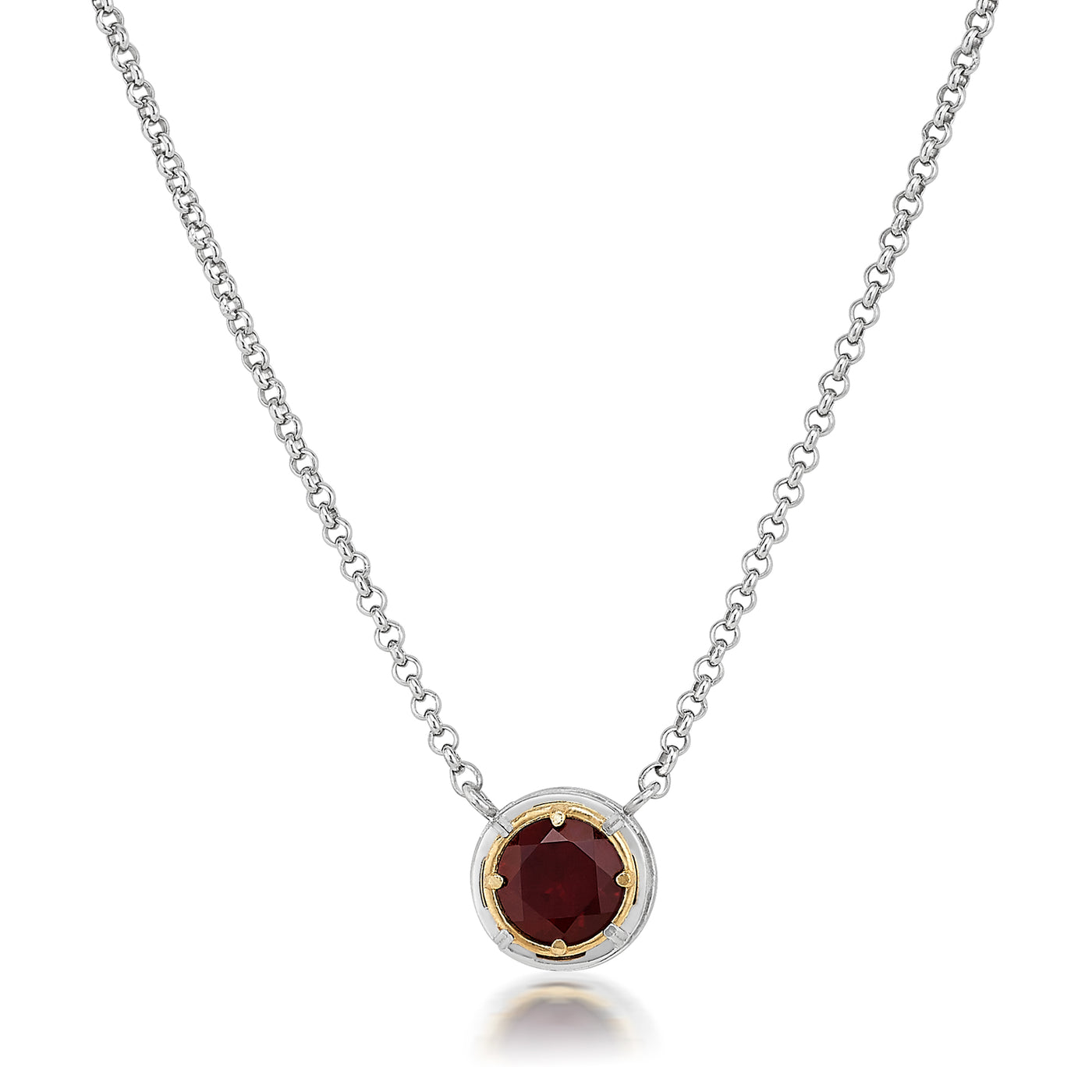 AT 808AT-G GARNET TWO TONE NECKLACE