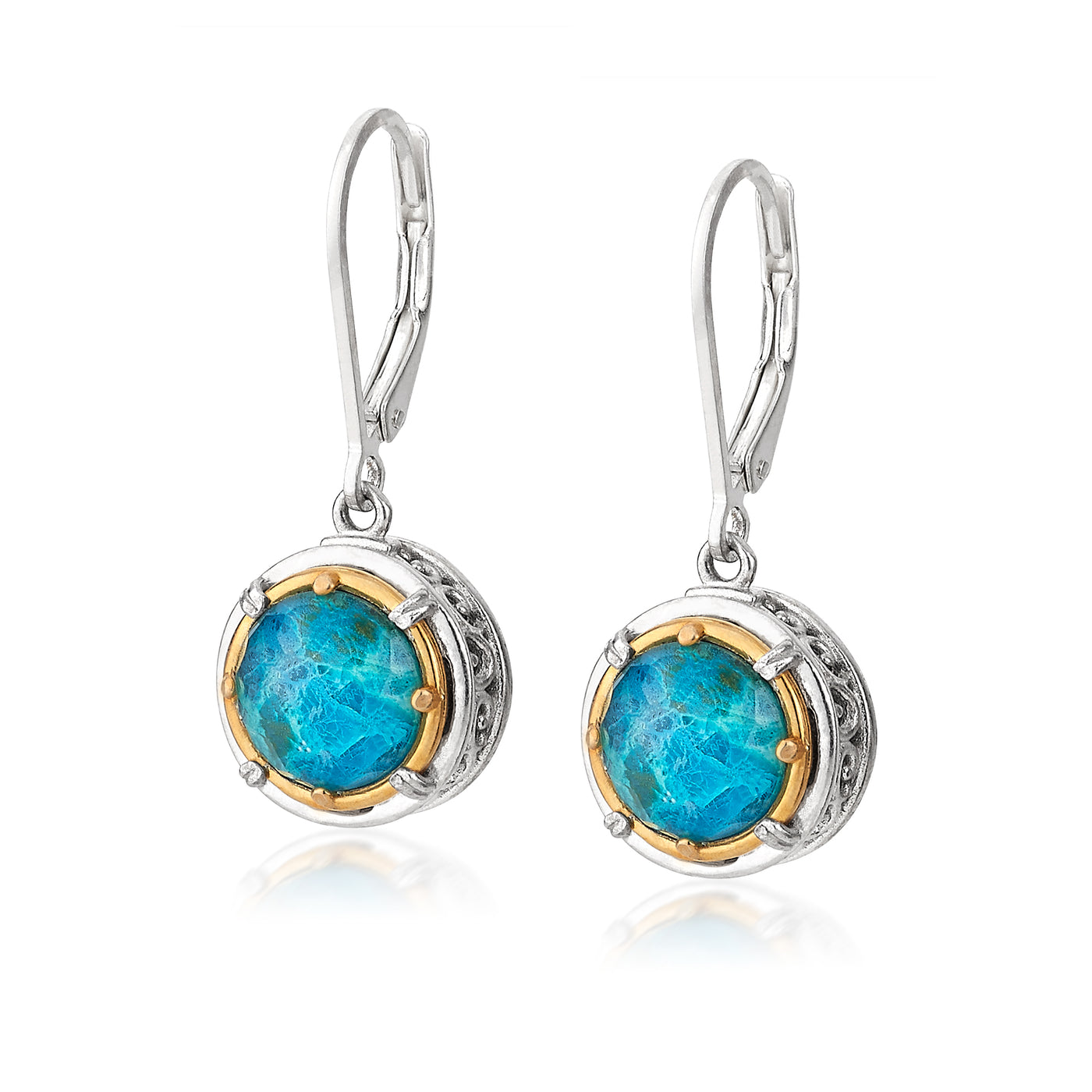 AT 808CT-CHR CHRYSOCOLA & GOLD EARRINGS