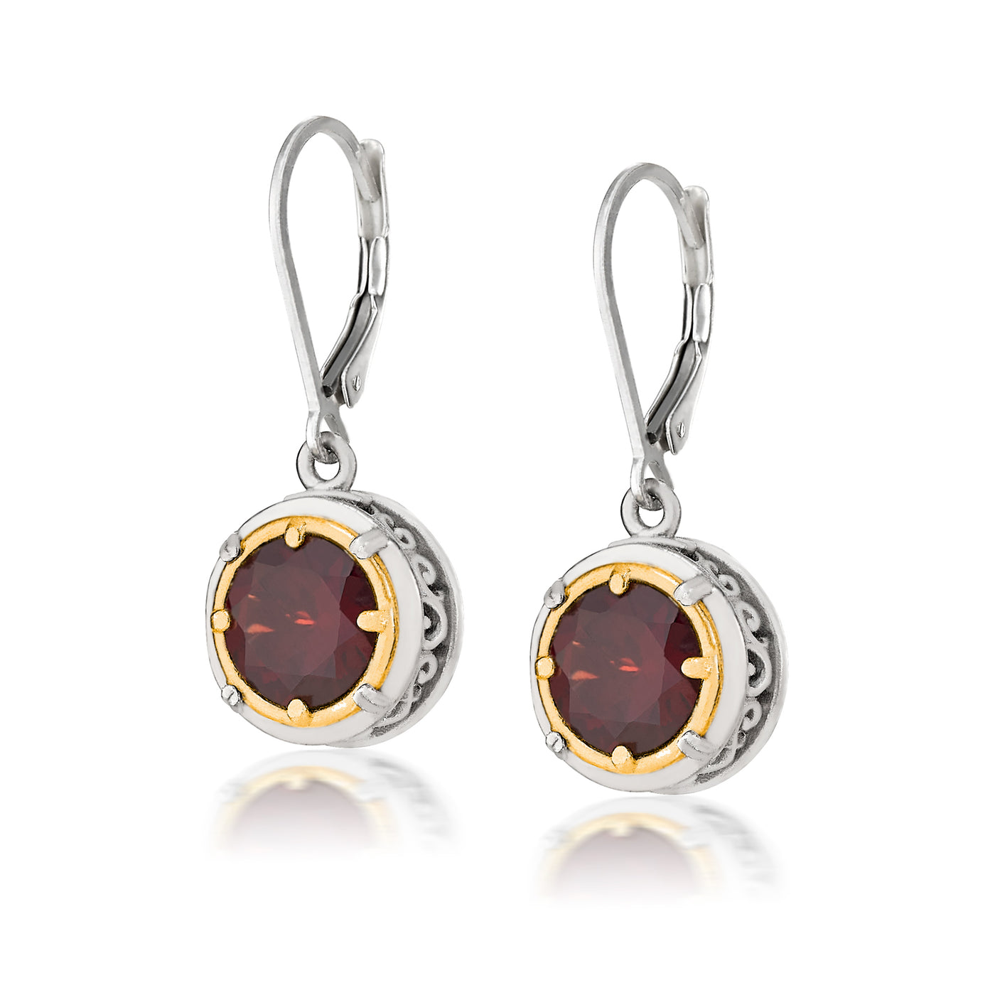 AT 808CT-G GARNET GOLD RIM EARRINGS