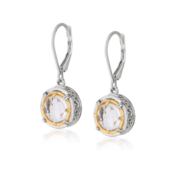 AT 808CT-WT WHITE TOPAZ TWO TONE CIRCLE DANGLES