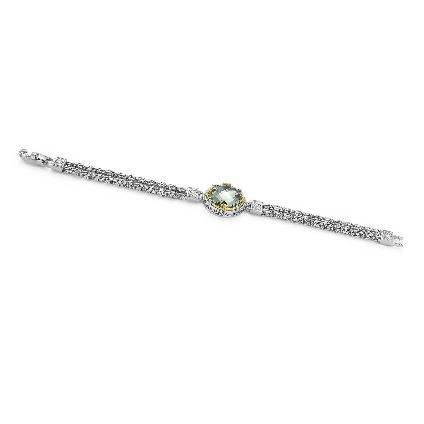 AT 816BT-GA GREEN AMETHYST TWO TONE BRACELET