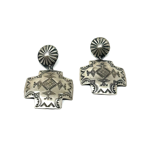 CB PLATERO NAVAJO CROSS EARRINGS