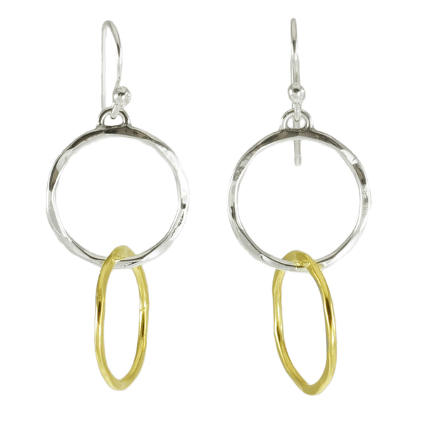 PL E011-S/G TWO TONE INTERLOCKING CIRCLES EARRINGS