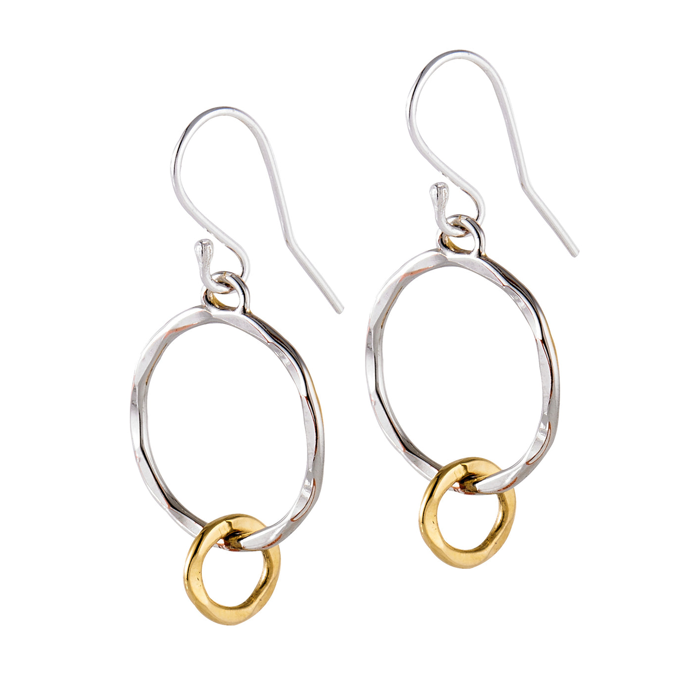 PL E012 TWO TONE DOUBLE RING EARRINGS