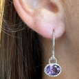 JD E70869 SMALL AMETHYST OVAL BEZEL DANGLES