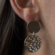 MM M1-849 HALF HAMMERED DOUBLE DISC EARRINGS