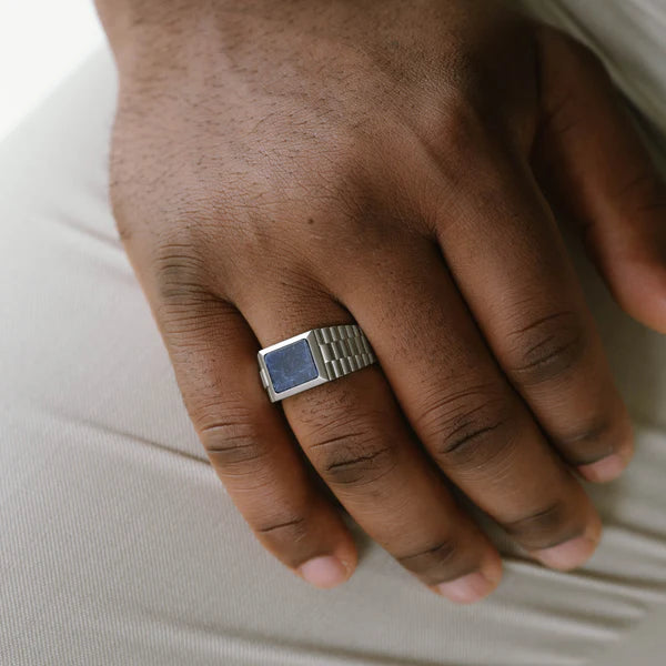 SB R-HUD01 HUDSON STAINLESS STEEL SODALITE RING