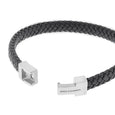 SB LBA-001 ARCHIE STAINLESS STEEL & LEATHER BLACK BRACELET