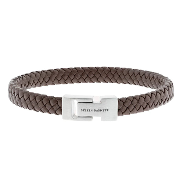 SB LBA-002 ARCHIE STAINLESS STEEL & LEATHER BROWN BRACELET