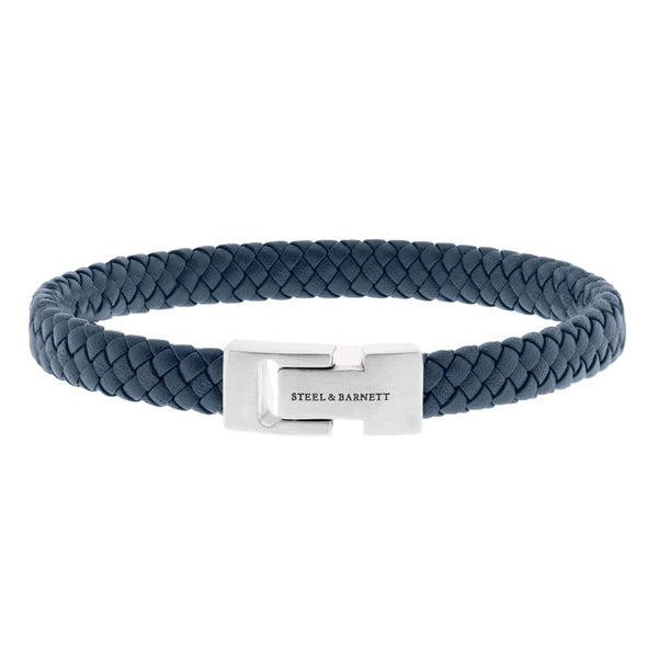 SB LBA-004 ARCHIE STAINLESS STEEL & LEATHER BLUE BRACELET