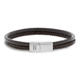 SB LBD-006M DENBY STAINLESS STEEL & LEATHER BROWN BRACELET