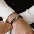 SB LBD-005M DENBY STAINLESS STEEL & LEATHER BLACK BRACELET