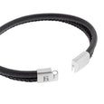 SB LBD-005M DENBY STAINLESS STEEL & LEATHER BLACK BRACELET