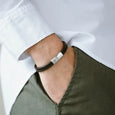 SB LBD-006M DENBY STAINLESS STEEL & LEATHER BROWN BRACELET