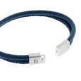 SB LBD-013M DENBY STAINLESS STEEL & BLUE LEATHER BRACELET